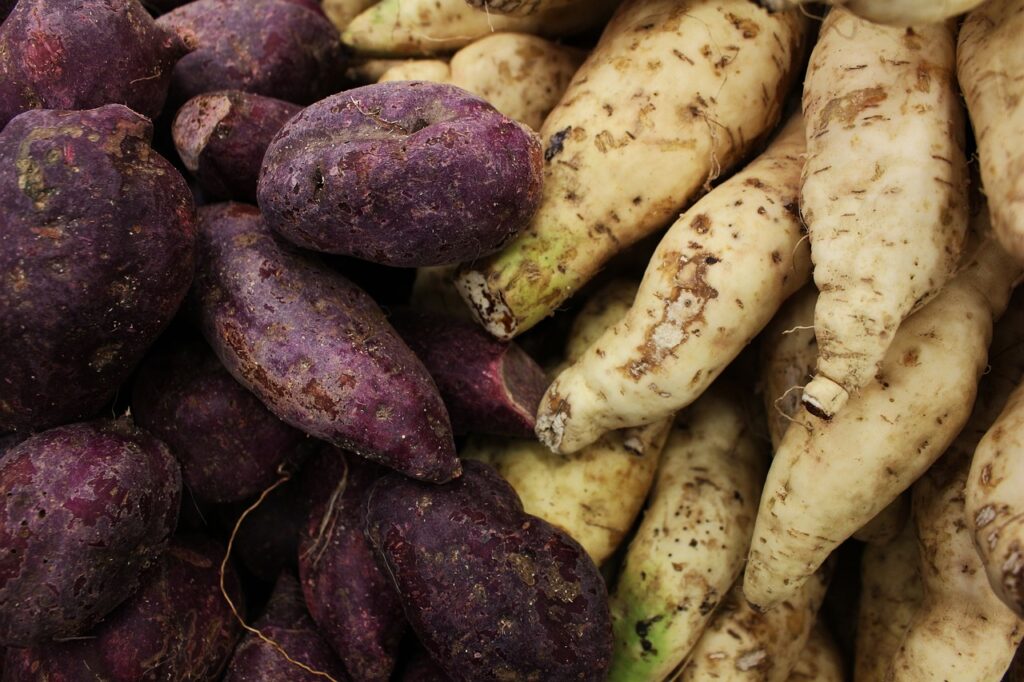 Batata-doce assada, rica em beta-caroteno para proteção da visão e saúde da pele